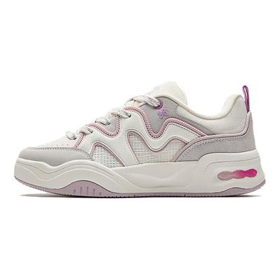 Butter Bun Slip Resistant Abrasion Resistant Low Top Skateboard Shoes Women's White Gray Pink 122528036-1