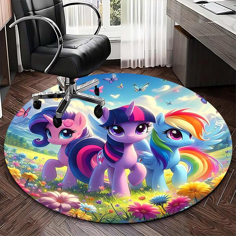 1pc My Little Pony Rainbow Dash Twilight Sparkle Princess Luna Round Carpet Office Chair Mat Non-Slip Rug Festival Gift Suitable for Home Decor Living