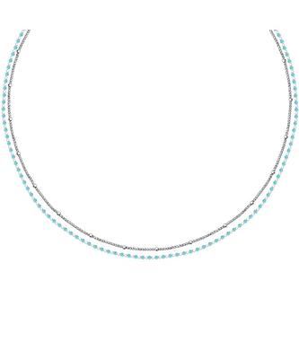 Steel Necklace With Light Blue Beads LPS10ARR09 For Women