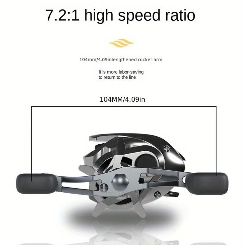 Nuovo Mulinello da Pesca Magnetico Portatile Extra-grande a Lunga Canna 7.2:1 Rapporto di Recupero 5+1 Cuscinetti a Sfera 18LB Max Drag Mulinello da Baitcasting per Acqua Dolce Acqua Salata