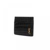 Saint Laurent 607603 Dze0w 1000 Tiny Monogram Krokodil-Prägung Goldfarbener Kartenhalter