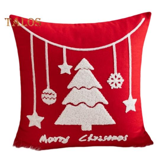 Taie d'oreiller de Noël à imprimé de dessin animé coloré, forme carrée, décoration de chambre à coucher, salon, canapé, taie d'oreiller