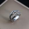 European and American Men's Trendy Metal Ring, Retro Style Cool and Handsome Design Totem Geometric Men's Ring