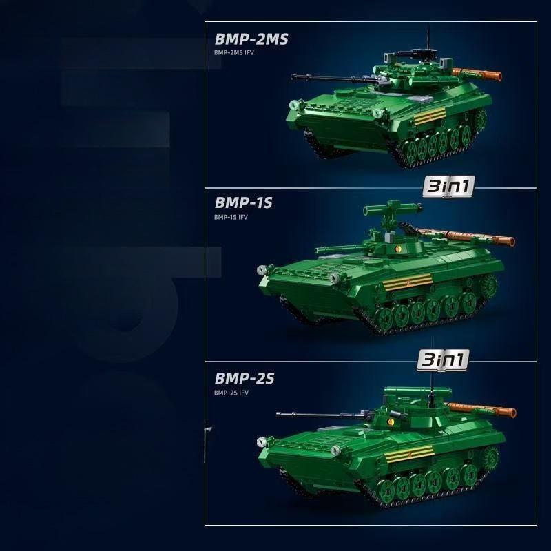 738KS Vojenský model tanku BMP-2MS Kostky Pěchotní bojové vozidlo Zbraň Stavební bloky Vzdělávací hračky pro děti BEZ KRABICE