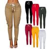 Explosion Models Europe and America Hot Women's Fashion Multi-bag Drawstring Tie Casual Pants