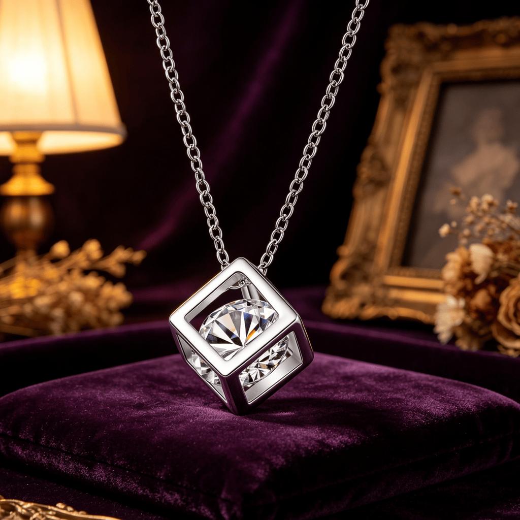 New Popular 925 Sterling Silver Noble Shiny Zircon Square Pendants Necklaces For Women Fashion Jewelry Valentine's Day Gifts