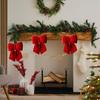 Velvet Red Bow Christmas Decoration Garland Topper Hanging Ornament Christmas Tree Decoration Christmas Bows For Winter Party