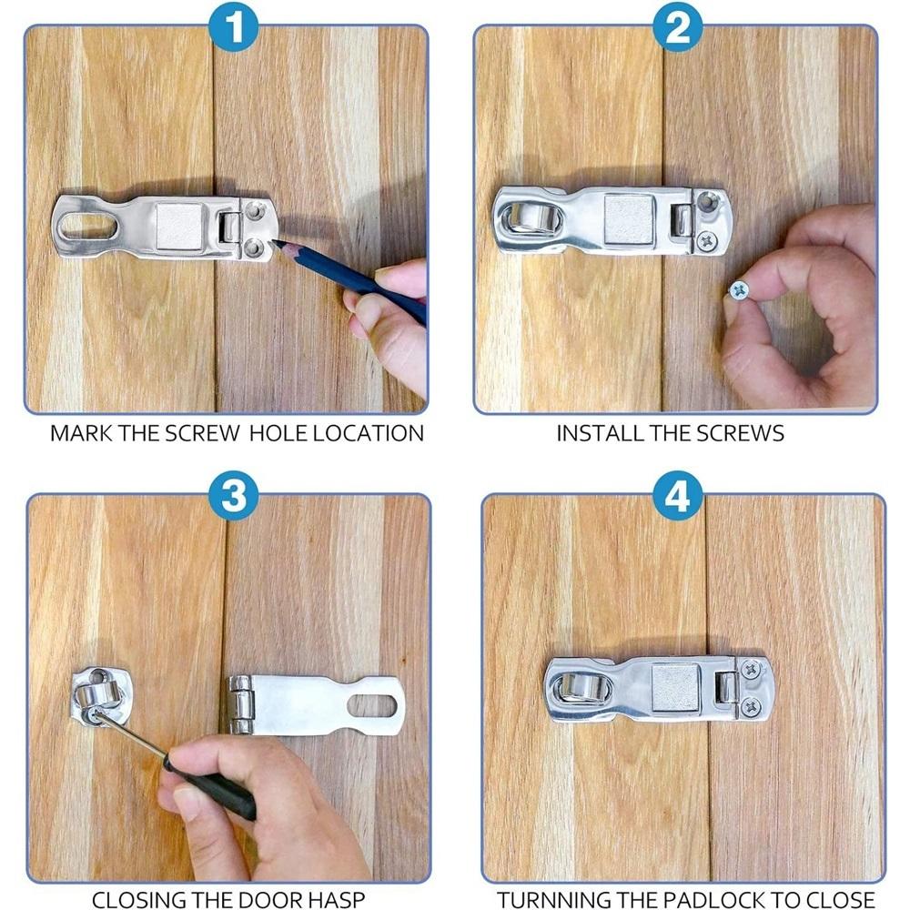 Zăvor de ușă rezistent din oțel inoxidabil de calitate marină cu lacăt rotativ