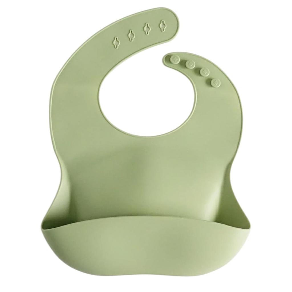 Waterproof Silicone Bib Meal Apron for Babies and Perfect for Dishwasher Cute and Muted Color [WREATH] [Tested] Kids, Weaning, Safe, Stylish, (Green)