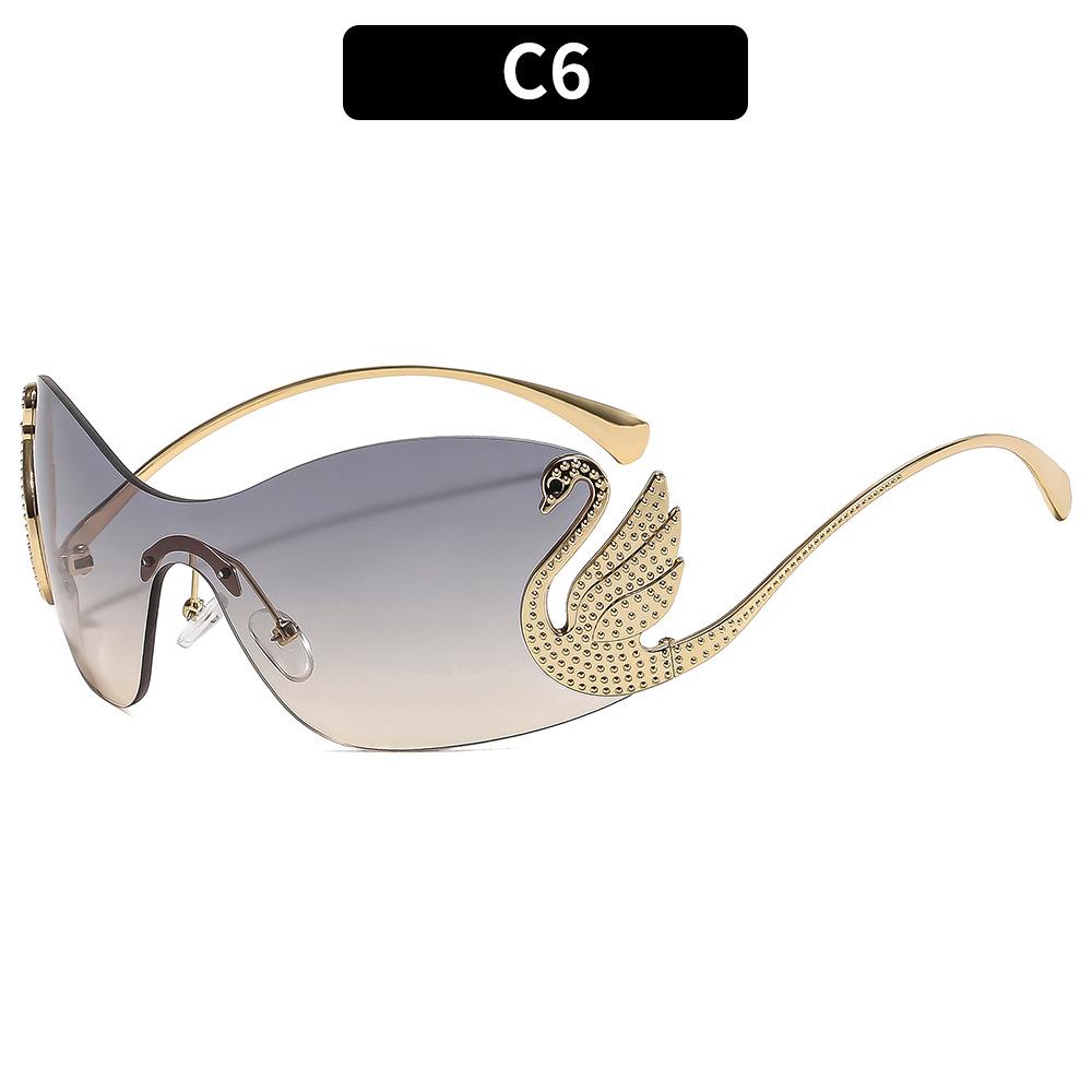 

European and American Style All-in-one Women s Sunglasses with Personalized Rhinestone Embellishments and UV Protection.