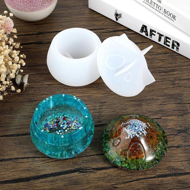 Round Mushroom Jar Casting Silicone Mold with Lid DIY Jewelry Storage Box Making Supplies For Home Office Accessories