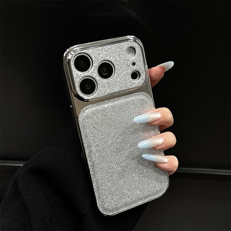 Luxury Glitter Sand Phone Case For iPhone 17 16 15 14 13 Pro Max Electroplated Silicone Frame Lens Protector Shockproof Cover