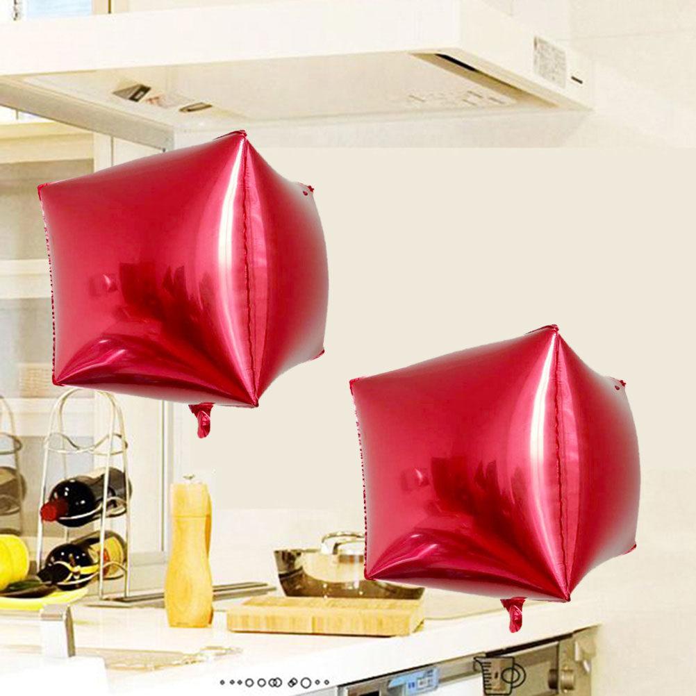 3Pcs 4D Square Aluminum Foil Balloon Cube Shaped Party Decoration for Birthday Wedding Festival Celebration Photo Prop