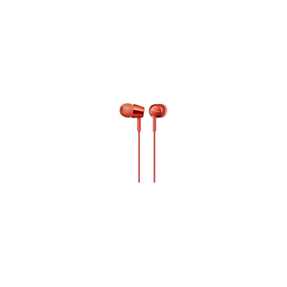 Sony MDR-EX155AP Earphones: In-ear Type with Remote Control and Microphone, Red (MDR-EX155AP R)