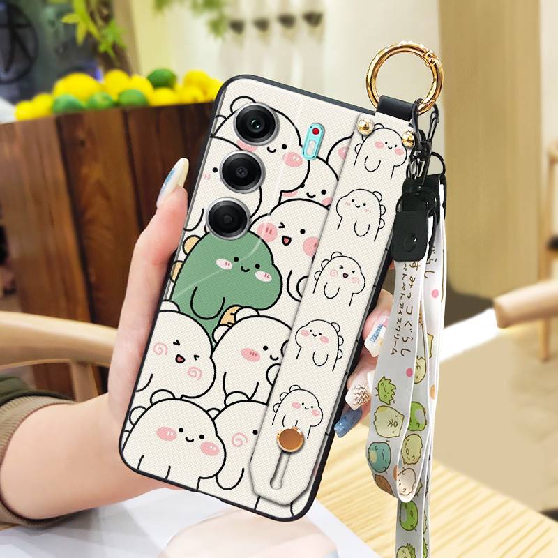 Shockproof Lanyard Phone Case For Tecno Camon40 4G/CM5 Wrist Strap Waterproof Silicone Wristband Cartoon Phone Holder