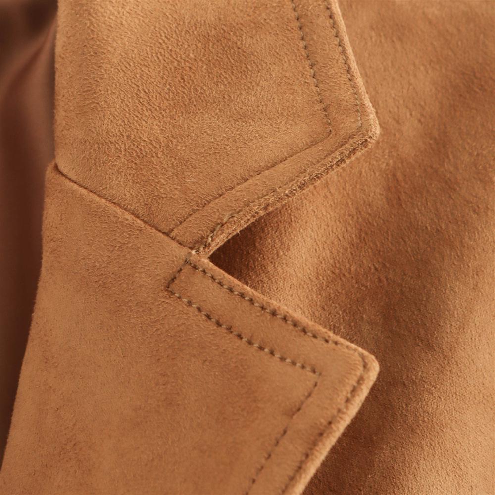 Women's Two-Color Suede Suit Jacket - Brown Mylar (Autumn/Winter 2024)
