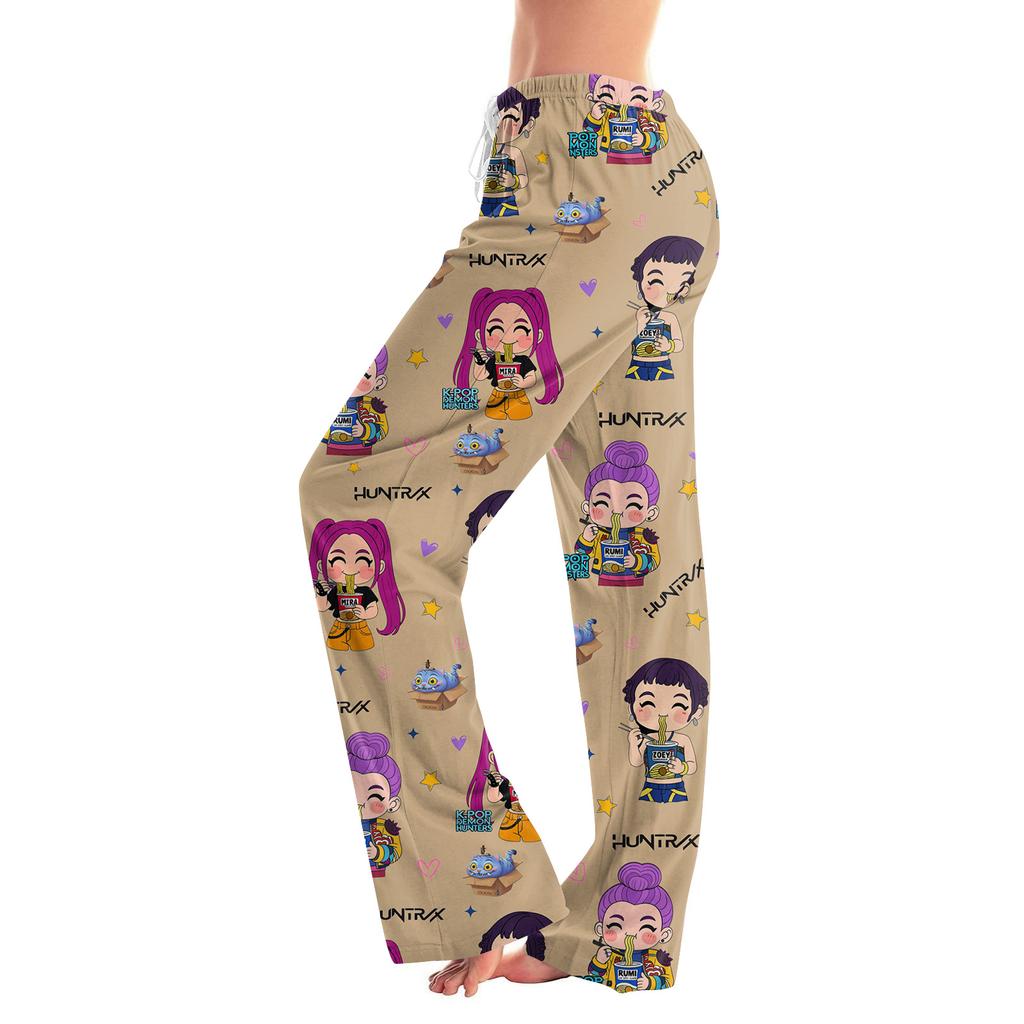 Womens Pajama Pants Sleepwear Casual Drawstring Elastic Waist Pants Comfy Straight Yoga Loose Trousers