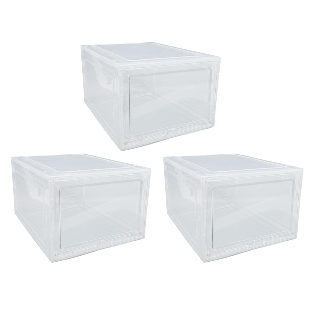 Shoe Storage Box Thick Side Opening Space Saving Transparent Stackable Shoe   Foldable Shoe Rack Container Holder for Shoes Clothes