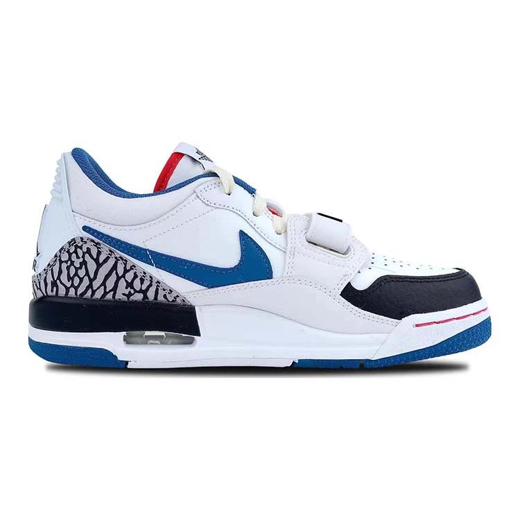 Jordan Legacy 312 Cushioning Abrasion Resistant Slip Resistant Low top Vintage Basketball Shoes GS White Blue FV8117-141(Team56-)