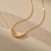 Gold Round Bead Short Metal Necklace Ins Style For Women