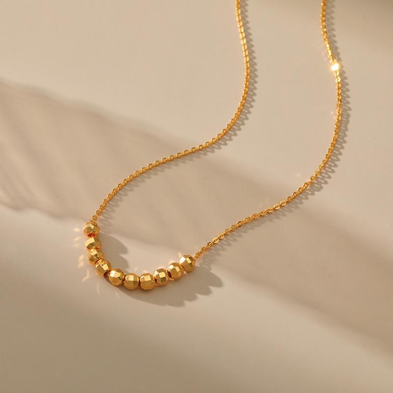 Gold Round Bead Short Metal Necklace Ins Style For Women