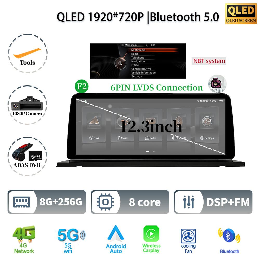 12.3" For BMW 5 Series F07 GT 2011-2017 Android 14 Car Radio Multimedia Stereo 4G GPS Navigation WIFI Wireless BT CarPlay Screen