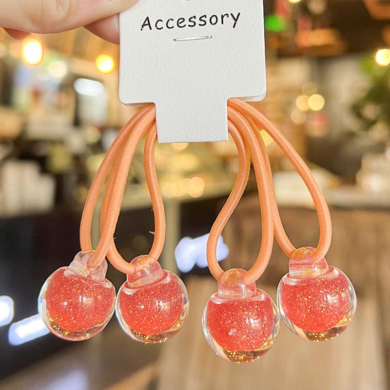 2pcs /set Cute Candy Color Ball Hair Tie For Girls Elastic Hair Rubber Band Kids Kawaii Hair Rope Baby Hairbands Child Headdress