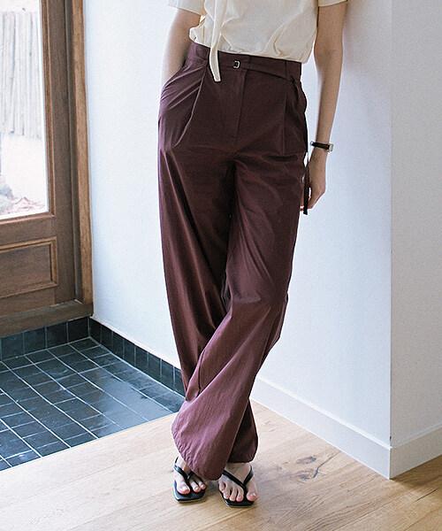 Onaenon Wide One-Pleat Belted Pants New6Ml405