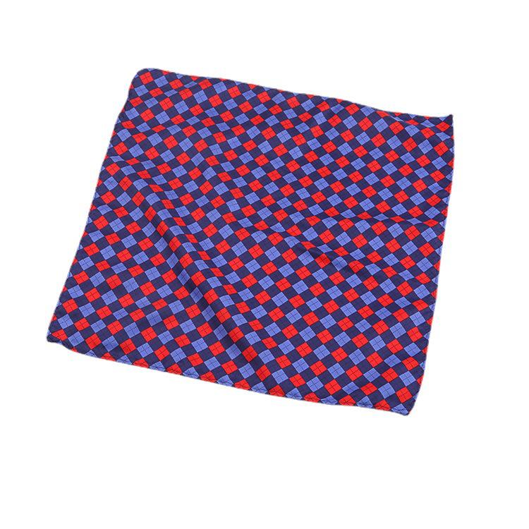 Red Silk Printed Pocket Square for Men - 30cm Small Scarf for Suit or Shirt