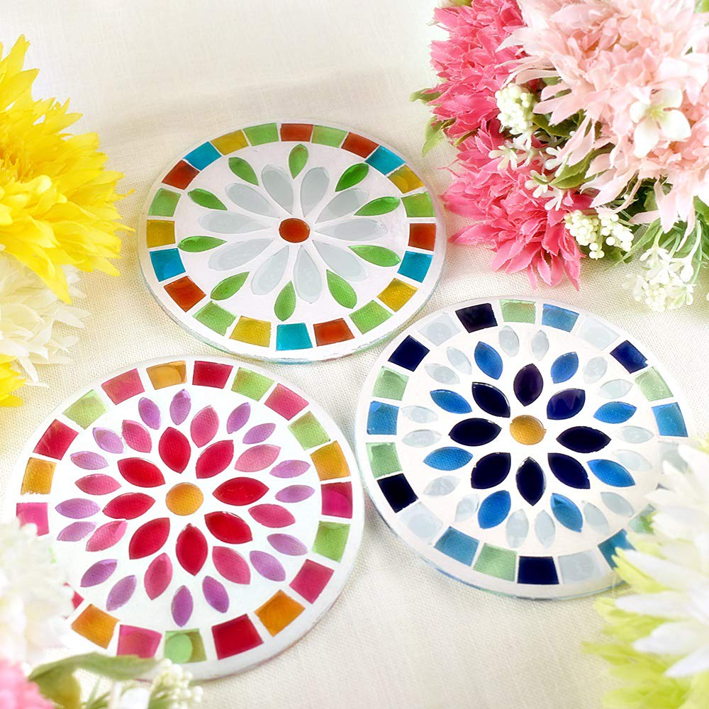 Fourcart Cute Handmade Glass Craft [Mosaic Coaster] Margaret X 5-Piece Set