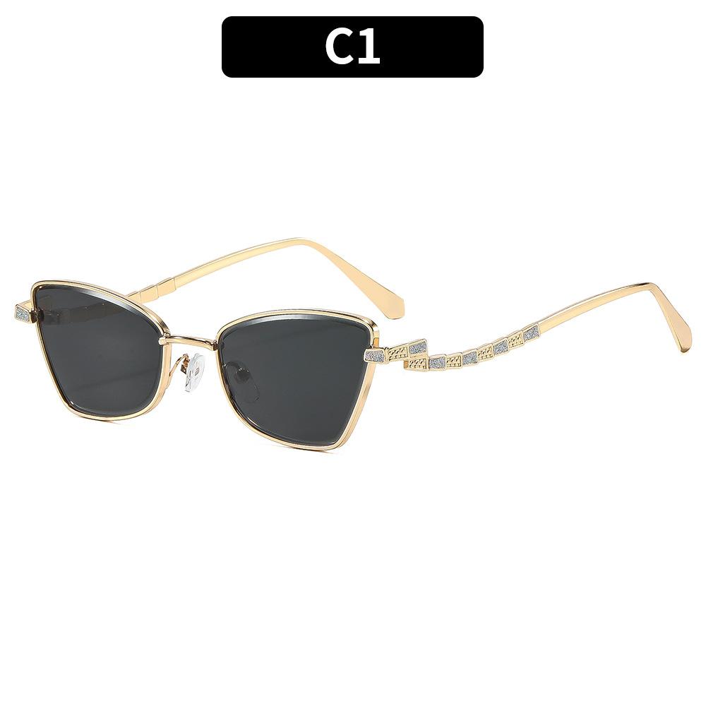 European And American Fashion New Cat Eye Frameless Sunglasses, High-End Luxury Versatile Uv-Proof Sunglasses, Trendy Glasses