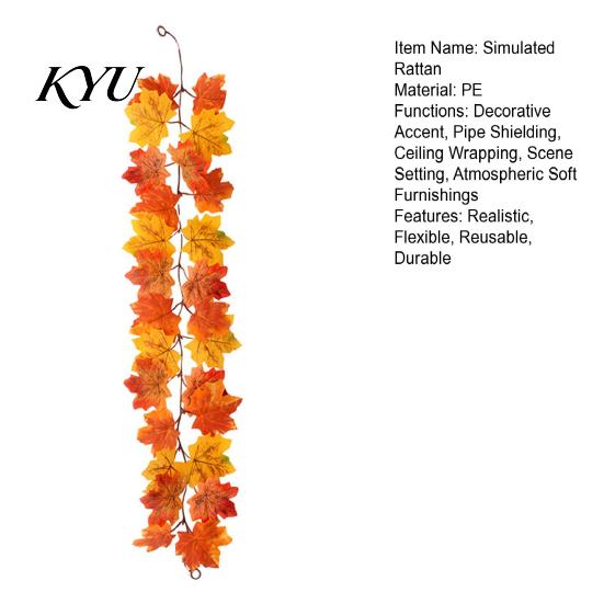 Thanksgiving Home Decor Artificial Fall Maple Leaf Garland, Autumn Foliage Hanging Vine, Harvest Party Decorations Reusable for Fireplace Staircase
