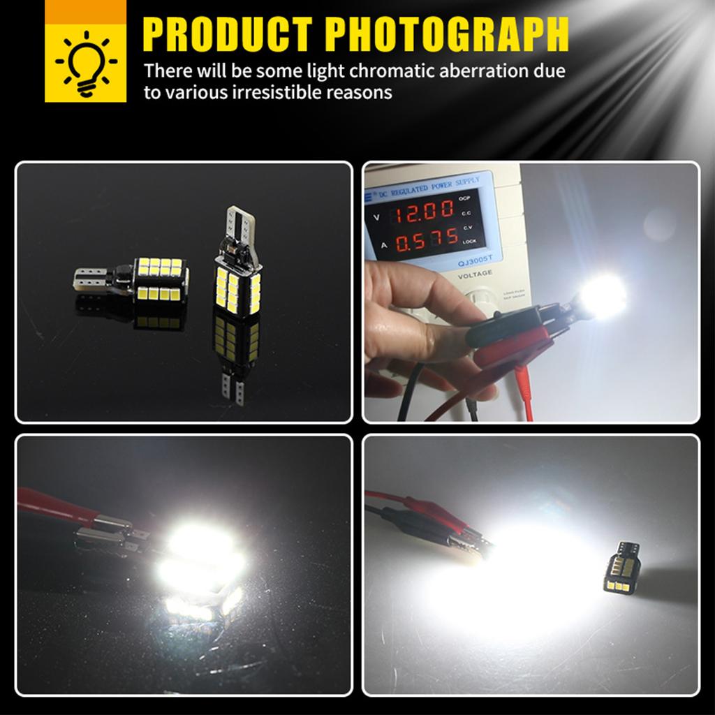 2PCS Canbus T15 W16W LED Car Reverse Back up Lights Lamps 912 921 916 917 920 922 DRL Lights 12V 6000K Super Bright White Bulbs