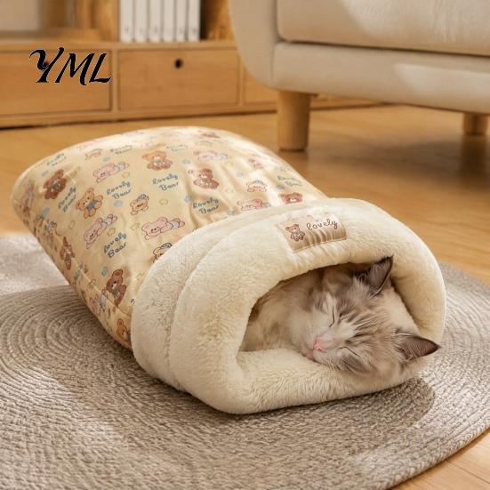 Portable Puppy Sack for Travel Plush Cat Sleeping Bag, Soft Cozy Pet Cave Bed, Fluffy Warm Washable Nest Cold Weather Sack, Snuggle Pouch Indoor