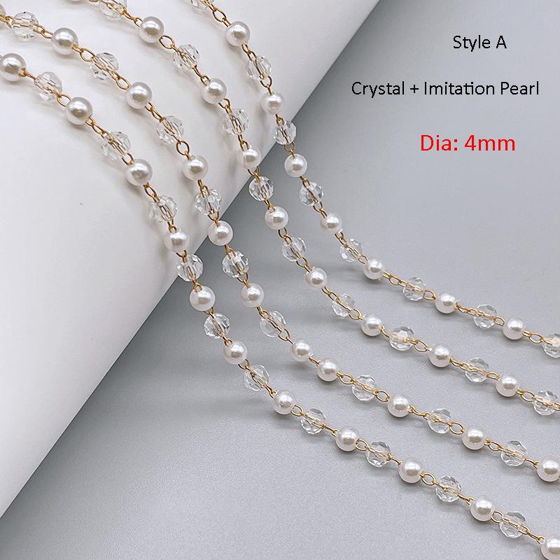 

1meter Colorful Ball Beaded Chain Glass Crystal Beads Necklace Chain Accessories for Jewelry Making Components Crafts DIY Supply 1Meter