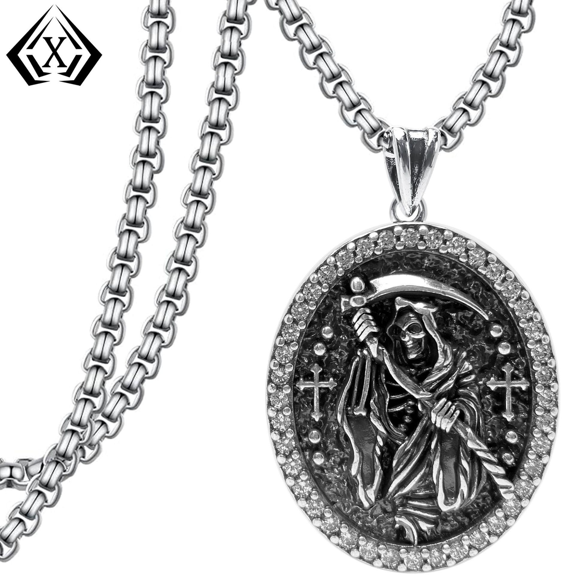 

Xiweier Retro Halloween Skull Pendant Necklace - Unisex Unique Design