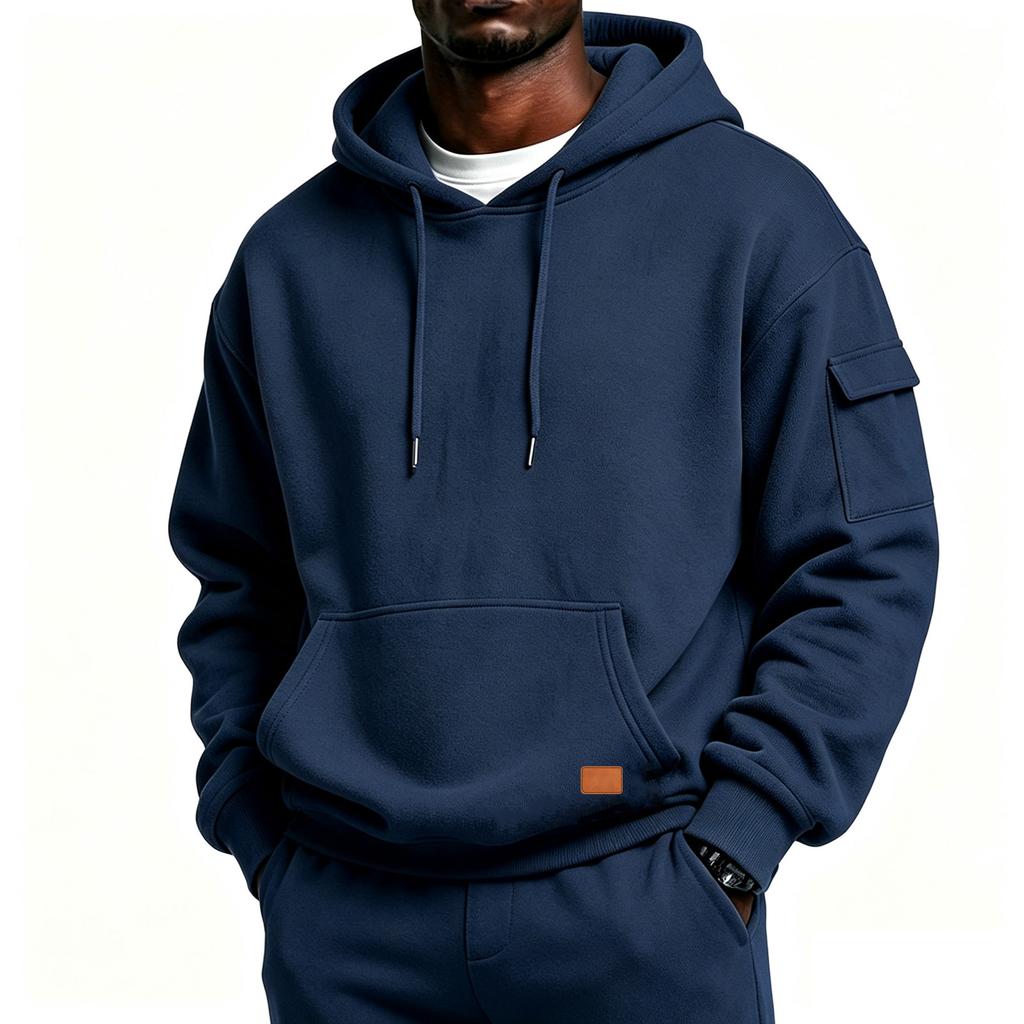 Men's Color Hooded Sweatshirt with Pocket Casual Athletic Pullover