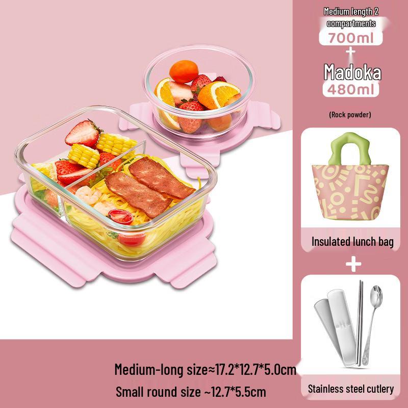 ZISIZ Microwavable Glass Lunch Box Set