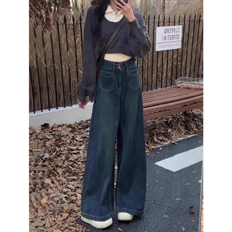

Women s Fleece-Lined High-Waisted Retro Jeans - Autumn/Winter 2024 Collection S