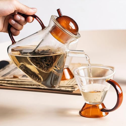 OULOVECO Teapot, Lightweight, High-Quality Nordic Design, Heat-Resistant Glass Teapot, Suitable for Direct Heat, Perfect for Fruit Tea, Afternoon Tea,