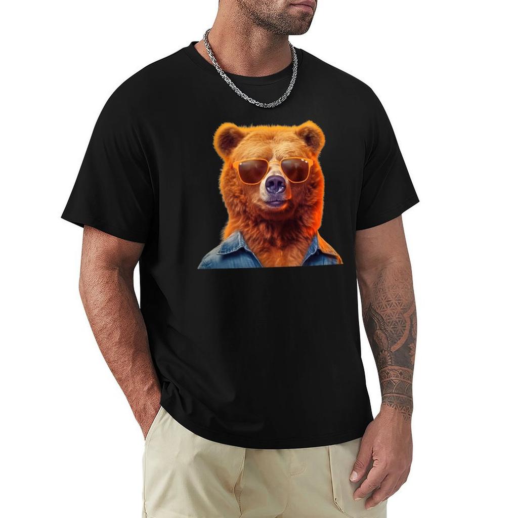 Bear With Shades Sunglasses Brown Bear With Style Tshirt Festival Party Tee Top