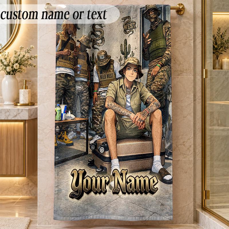 Beach TowelCentral Cee Custom Name Text Personalized Soft Towel for Beach Pool Indoor Home Decor Gift