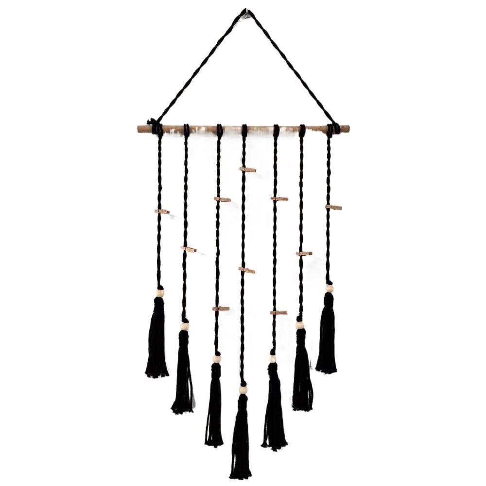

Handmade Hair Clip Pendant With Tassel Wall Hanging Pendant Bohemian Style Woven Tapestry Bedroom чёрный