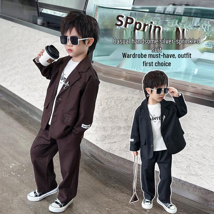 2025 Boys' Sparkling Silver Casual Suit Set