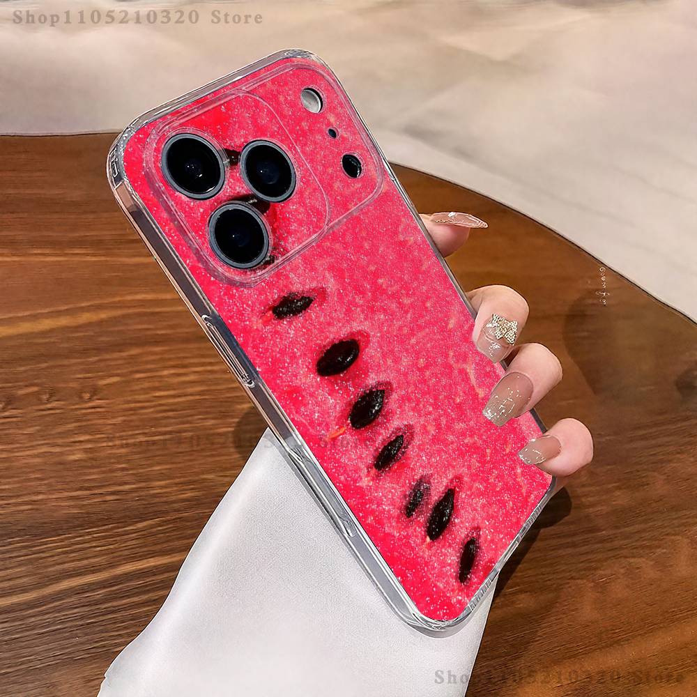 Fruit Watermelon  Phone Case For iPhone 17,16,15,14,13,12,11 Pro,Max,Plus,X,XS,XR,SE4,E Mini Transparent Soft Cover