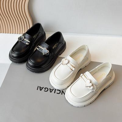 Fashion Girl Shoes 2025Autumn New British Style Kids Leather Shoe Simple Girls Casual Shoes Comfort Thick Soled Mary Jane Shoe