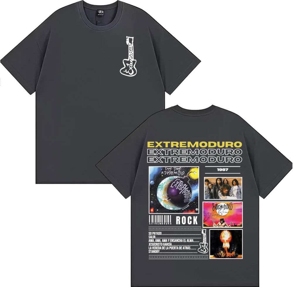 2025 Summer Rock Band EXTREMODURO Tour Cover Tshirt Mens Fashion Retro Cotton Shortsleeved Tshirt Popular Loose Tshirt