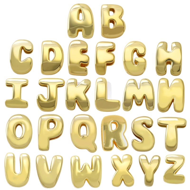 Initial Alphabet Letter Spacer Beads For Bracelet Big Hole Star Heart Charm Pendant Gold Color Diy Making Copper