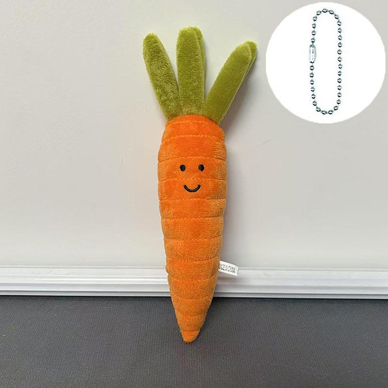Fun Carrot Plush Toy Keychain Cartoon Vegetable Soft Stuffed Doll Pendant Car Key Ring Backpack Bag Decor Kid Gift