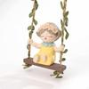 Girl Figurine with Swing Whimsical Ornament IndoorOutdoor Hanging for Gardeners,